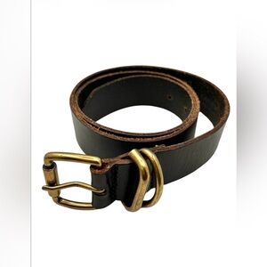 Gap Men’s Smooth Leather Brown Classic Gold Buckle Belt Style RN54023